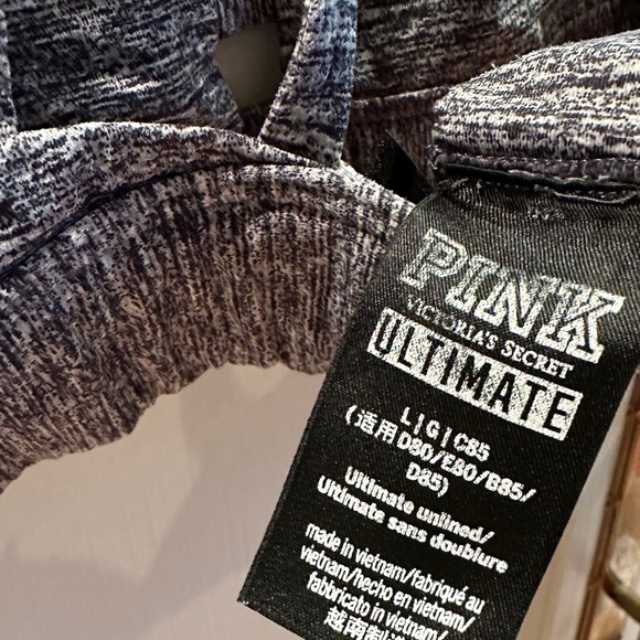 Victoria’s Secret PINK Heather Gray Strappy Sports Bra Size L - Picture 3 of 3